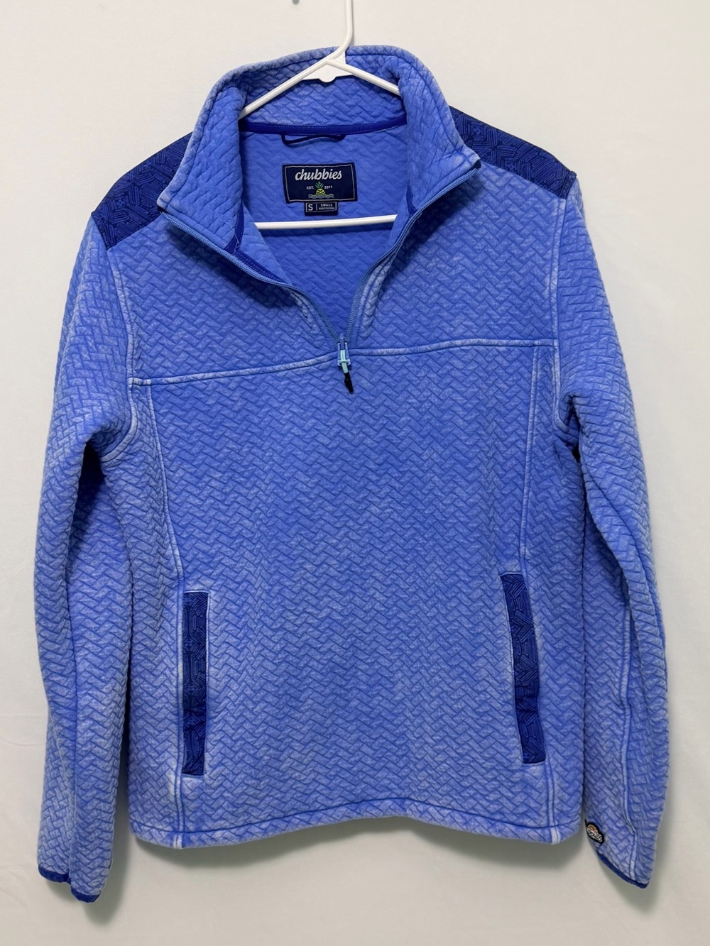 Chubbies Quilted blue Quarter-Zip Pullover Sweatshirt size Small